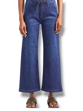 PAIGE Carly Cropped Wide-Leg High-Rise Jeans with Drawstring